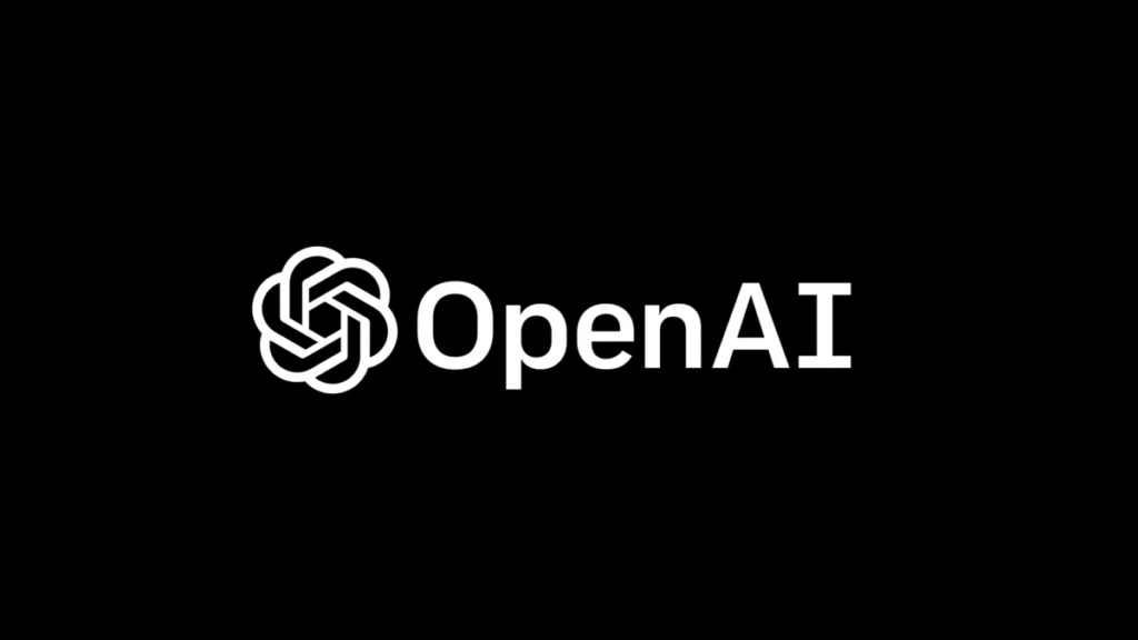 OpenAI logo on a black background, representing the company behind ChatGPT.