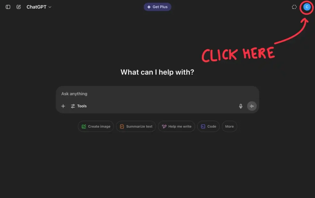 How to personalise ChatGPT? The image shows where to click to open a menu for Chat. ChatGPT Memory